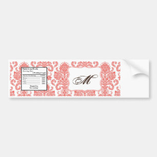 Autocollant De Voiture Bouteille d'eau Étiquette Coral Blanc Damas Lace I