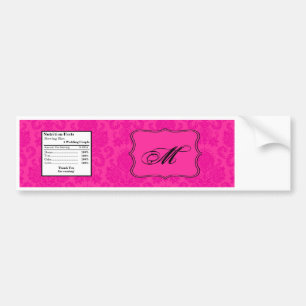 Autocollant De Voiture Bouteille d'eau Étiquette Hot rose noir Damask Den