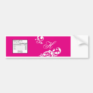 Autocollant De Voiture Bouteille d'eau Étiquette rose chaud Flore blanc F