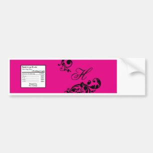 Autocollant De Voiture Bouteille d'eau Étiquette rose chaud noir Filigree