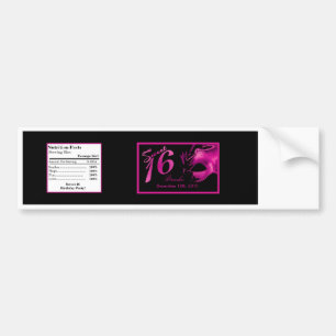 Autocollant De Voiture Bouteille d'eau Étiquette Sweet 16 Rose Black Part