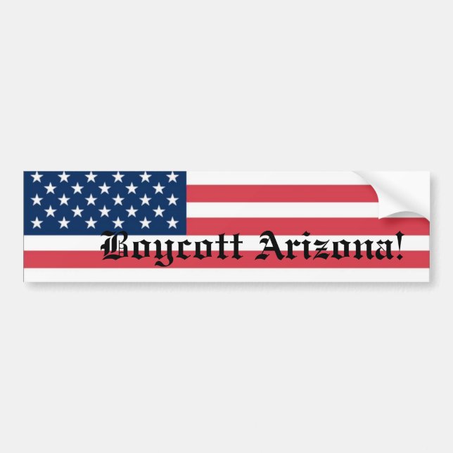 Autocollant De Voiture Boycott Arizona avec le drapeau des USA (Devant)