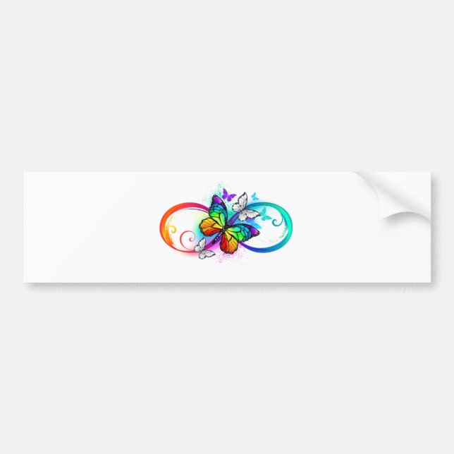 Autocollant De Voiture Bright infinity with rainbow butterfly (Devant)