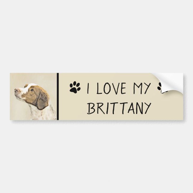 Autocollant De Voiture Brittany Peinture - Cute Original Chien Art (Devant)