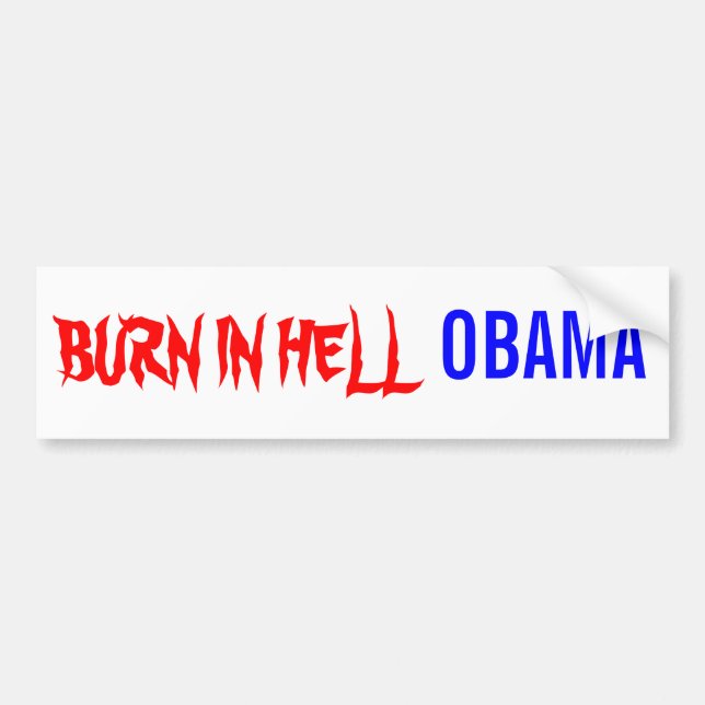 AUTOCOLLANT DE VOITURE BRÛLURE DANS L'ENFER, OBAMA (Devant)