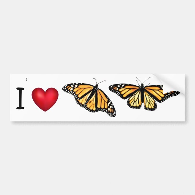 Autocollant De Voiture Bumper Sticker I (coeur) Monarques (Devant)