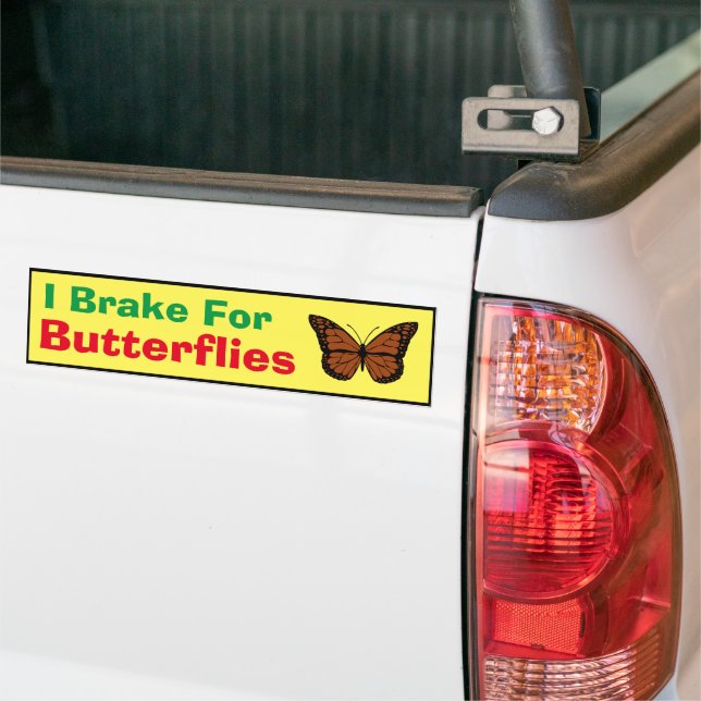 Autocollant De Voiture Bumper Sticker - Je freine pour les papillons (Sur camion)