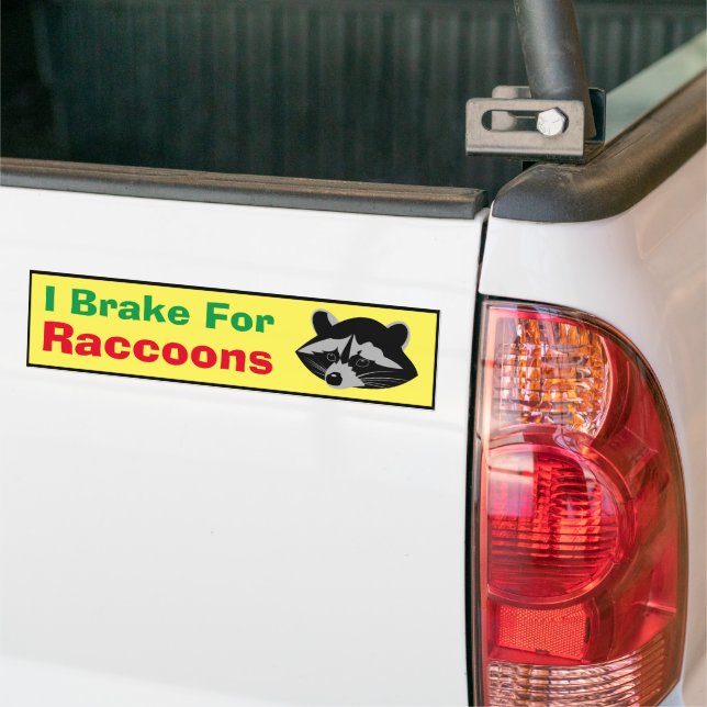 Autocollant De Voiture Bumper Sticker - Je Freins Pour Raccoons (Sur camion)