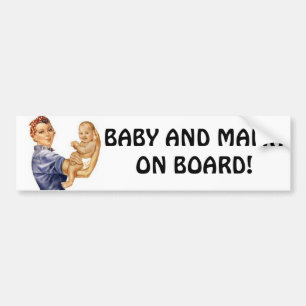 Autocollant De Voiture Bumper Sticker Rivet Gal.. BABY AND MAMA ON BOARD!