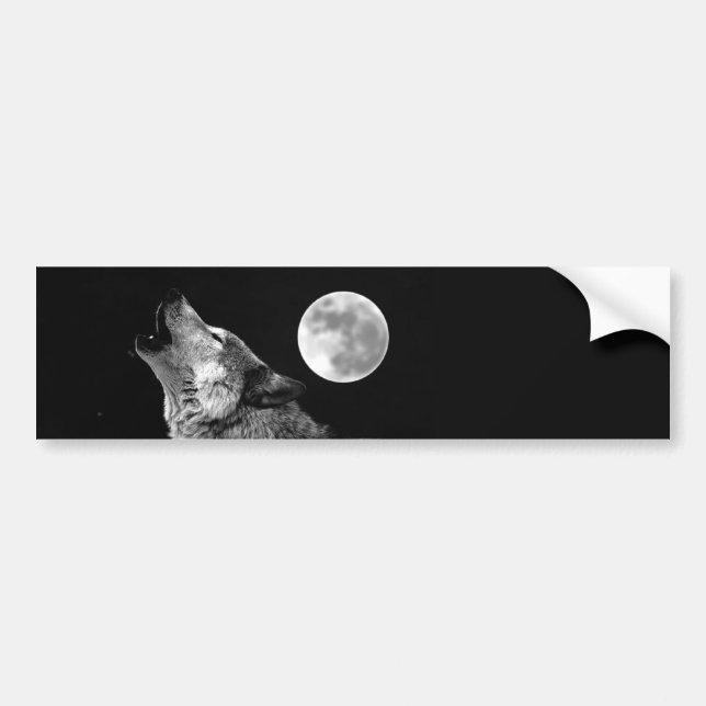Autocollant De Voiture BW Wolf Howling at Moon (Devant)