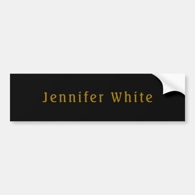 Autocollant De Voiture Calligraphie Elegant Retro Gold & Black Nom (Devant)