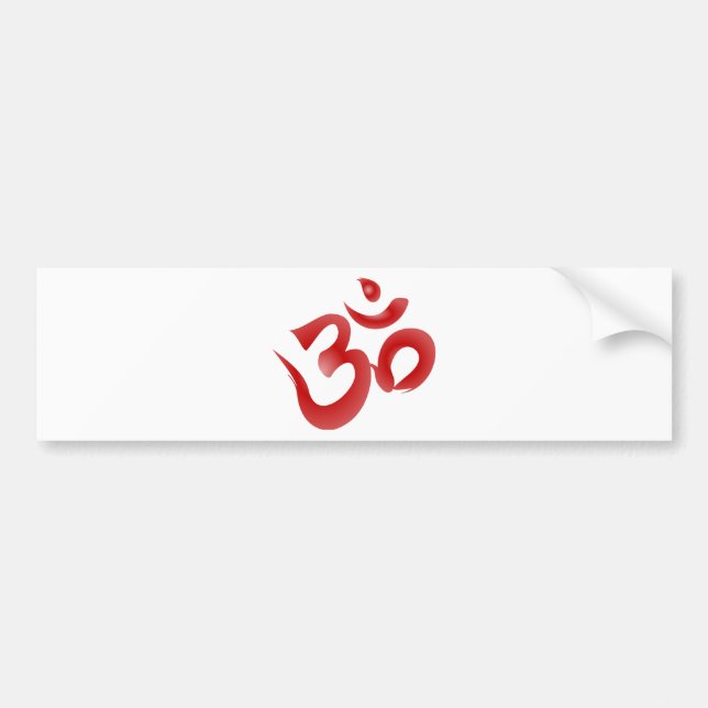 Autocollant De Voiture Calligraphie indoue rouge de l'OM Aum Devanagari (Devant)