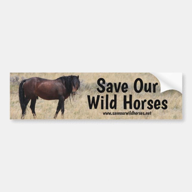 Autocollant De Voiture Campagne Sauvez nos chevaux sauvages (Devant)