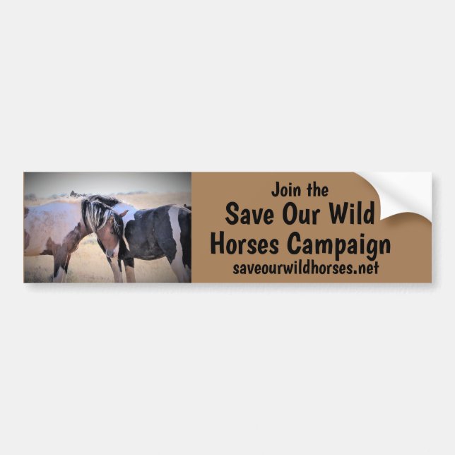 Autocollant De Voiture Campagne Sauvez nos chevaux sauvages (Devant)