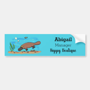 Autocollant De Voiture Caricature de natation de Cute platypus