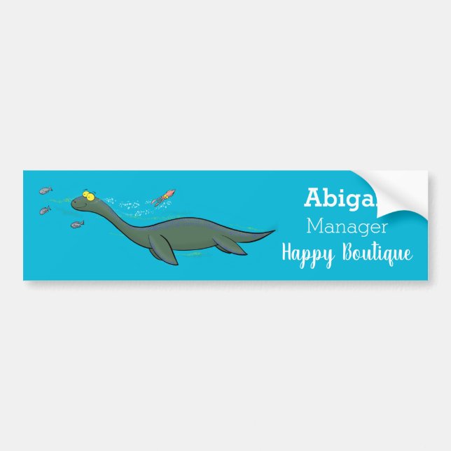 Autocollant De Voiture Caricature de plesiosaure, monstre marin mignon et (Devant)