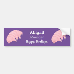 Autocollant De Voiture Caricature d'ours d'eau tardigrade rose mignon