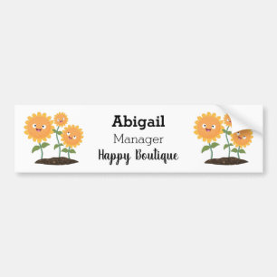 Autocollant De Voiture Caricature joli tournesol souriant illustration