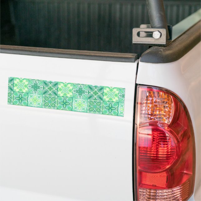 Autocollant De Voiture Carreaux décorés en vert et blanc (Sur camion)