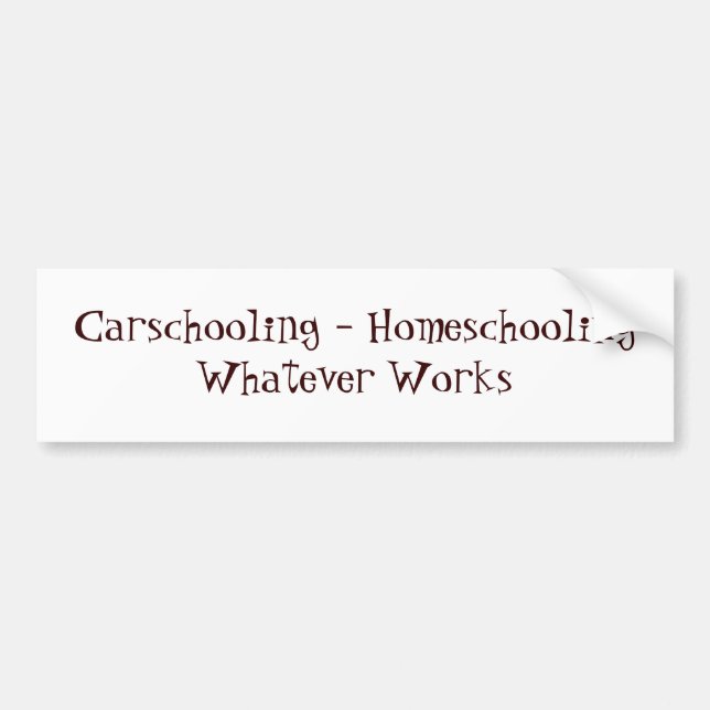 Autocollant De Voiture Carschooling - Homeschooling celui qui fonctionne (Devant)