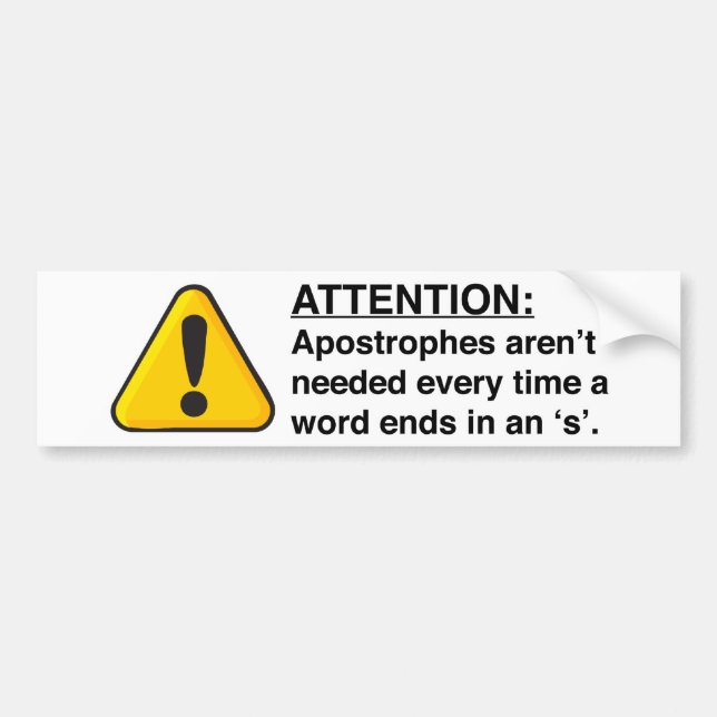 Autocollant De Voiture Carte appropriée d'utilisation d'apostrophe (Devant)