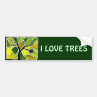 Carte d'art d'arbre de vert jaune
