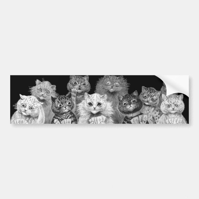 Autocollant De Voiture Carte de jeu de chats, Louis Wain (Devant)