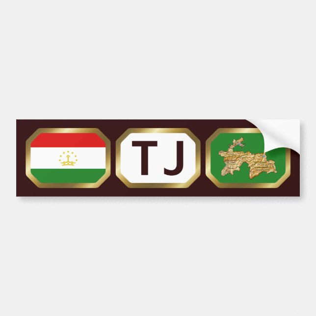 Autocollant De Voiture Carte du drapeau du Tadjikistan - Sticker (Devant)