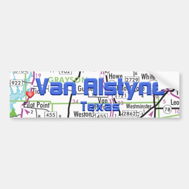 Autocollant De Voiture Carte Van Alstyne Texas (Devant)