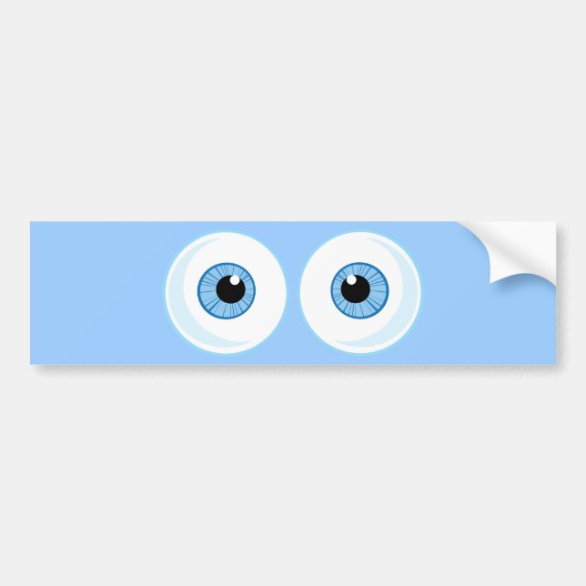 AUTOCOLLANT DE VOITURE CARTOON BLEUE YES EYEBALLS GRAPHIQUE AMUSANT (Devant)