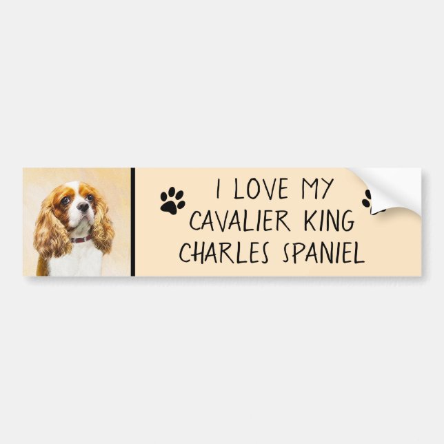 Autocollant De Voiture Cavalier King Charles Spaniel Peinture originale (Devant)