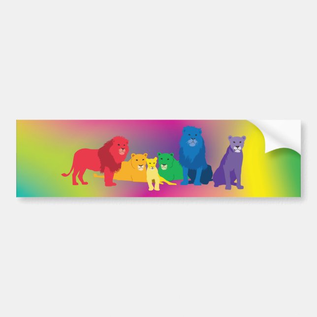 Autocollant De Voiture Célébrez votre fierté Rainbow Lion Pride (Devant)