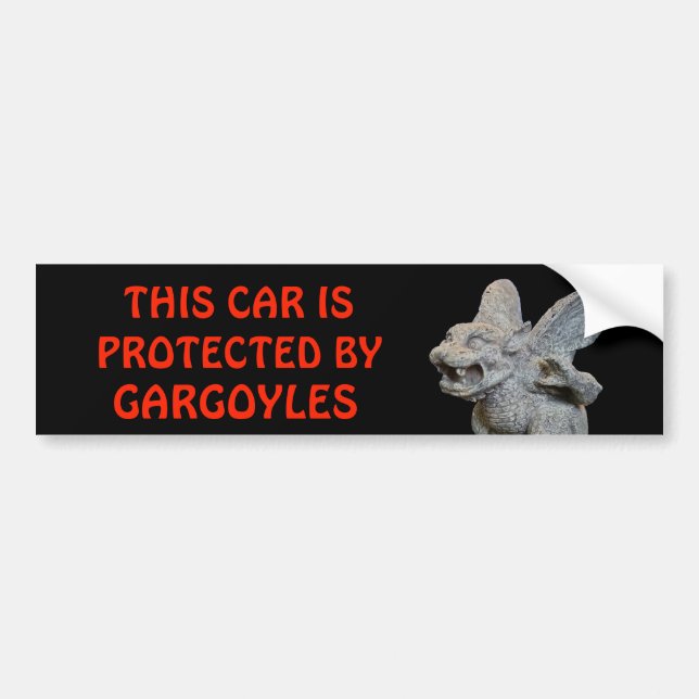 Autocollant De Voiture Cette voiture protégée par des gargouilles rouges (Devant)