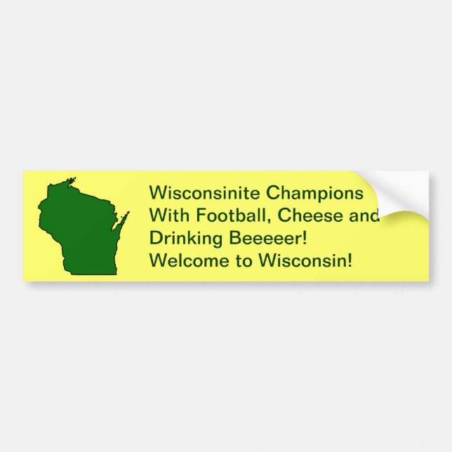 Autocollant De Voiture Champions du Wisconsinite Football, Fromage et Biè (Devant)