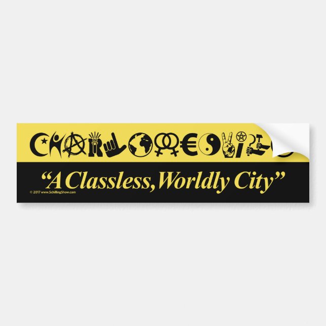 Autocollant De Voiture Charlottesville : A Classless, Worldly City (Devant)