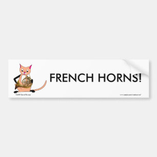 Autocollant De Voiture Chat jouant le cor de harmonie