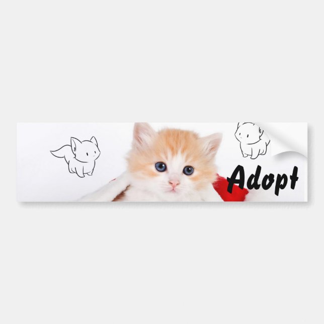Autocollant De Voiture Chat Kitten Chien Adopter le pare-chocs Sticker (Devant)