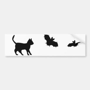 Autocollant De Voiture Chat noir avec chauve-souris