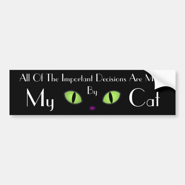 Autocollant De Voiture Chat Noir Avec Gros Oeil Vert (Devant)
