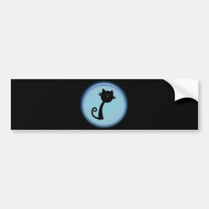 Autocollant De Voiture Chat noir mignon dans la conception 3D bleue