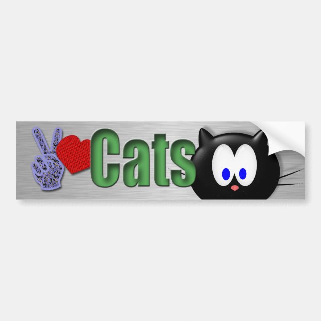 Autocollant De Voiture Chats d'amour de paix (Devant)