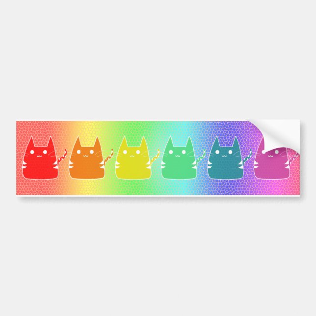 Autocollant De Voiture Chats d'arc-en-ciel (Devant)