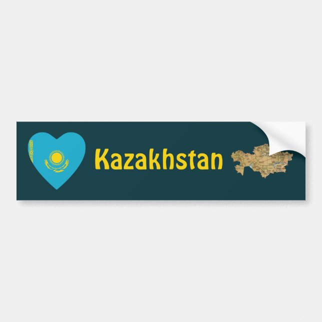 Autocollant De Voiture Cheval du drapeau du Kazakhstan + Sticker pare-cho (Devant)