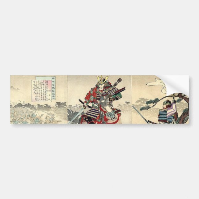 Autocollant De Voiture Chevalier guerrier japonais ukiyo-e cheval samoura (Devant)