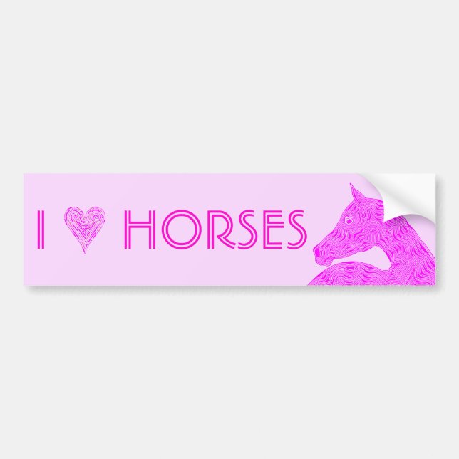 Autocollant De Voiture Chevaux Arabes roses d'un coeur de la tête de (Devant)