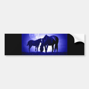 Autocollant De Voiture Chevaux en Nuit Bleue