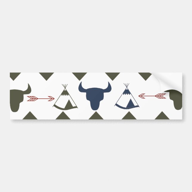 Autocollant De Voiture Chevron Tribal Amérindien Crânes Tipi Flèches (Devant)