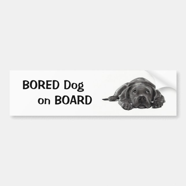Autocollant De Voiture CHIEN ENNUYÉ À BORD : Art de crayon (Devant)
