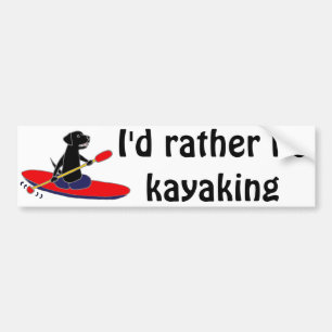 Autocollant De Voiture Chien noir drôle de labrador retriever Kayaking