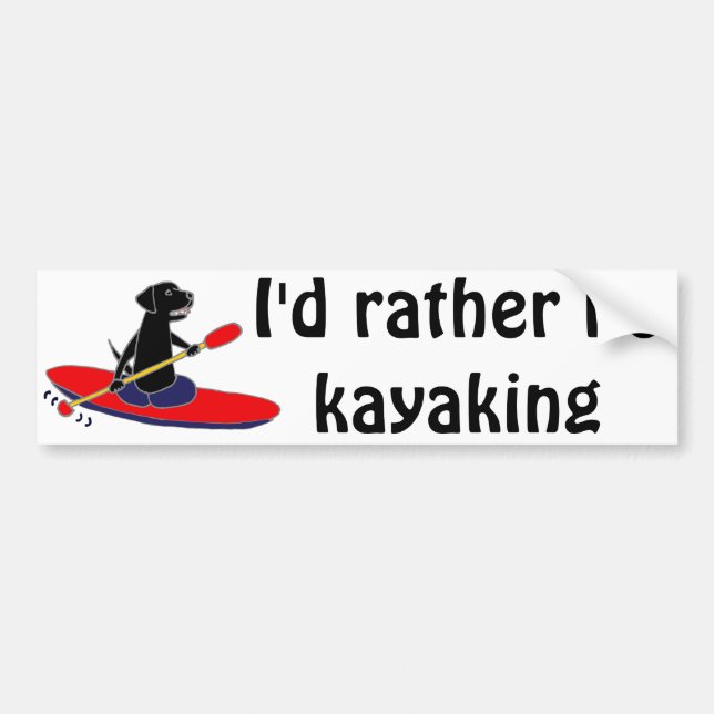 Autocollant De Voiture Chien noir drôle de labrador retriever Kayaking (Devant)
